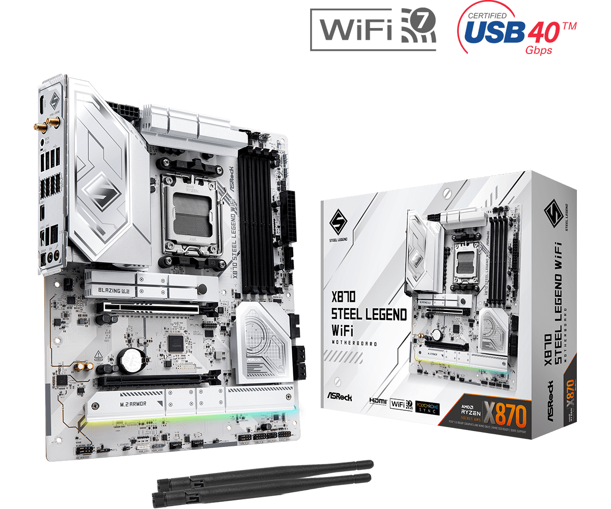 ASRock X870 Steel Legend WiFi ATX AM5 móðurborð