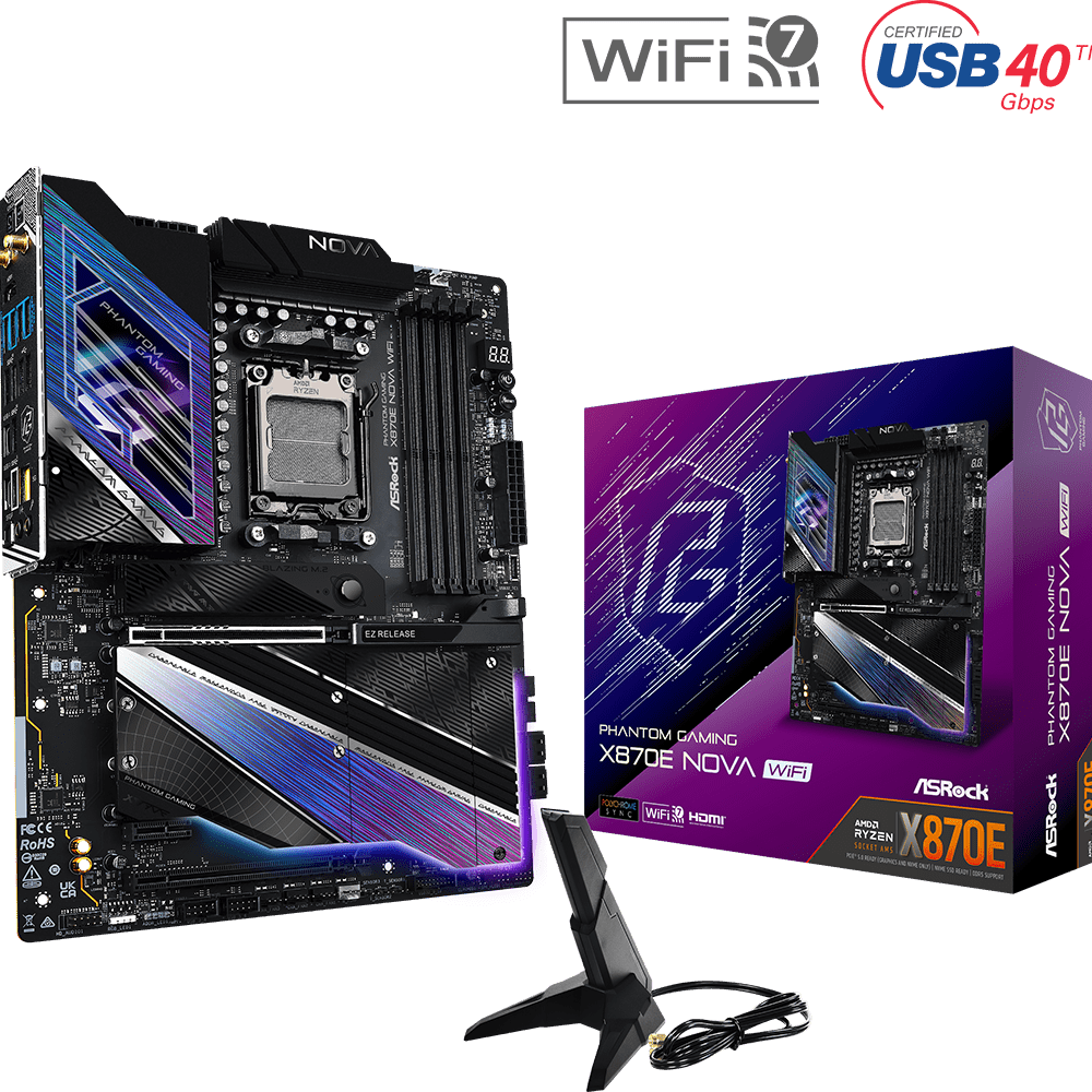 ASRock X870E Nova WiFi ATX AM5 móðurborð